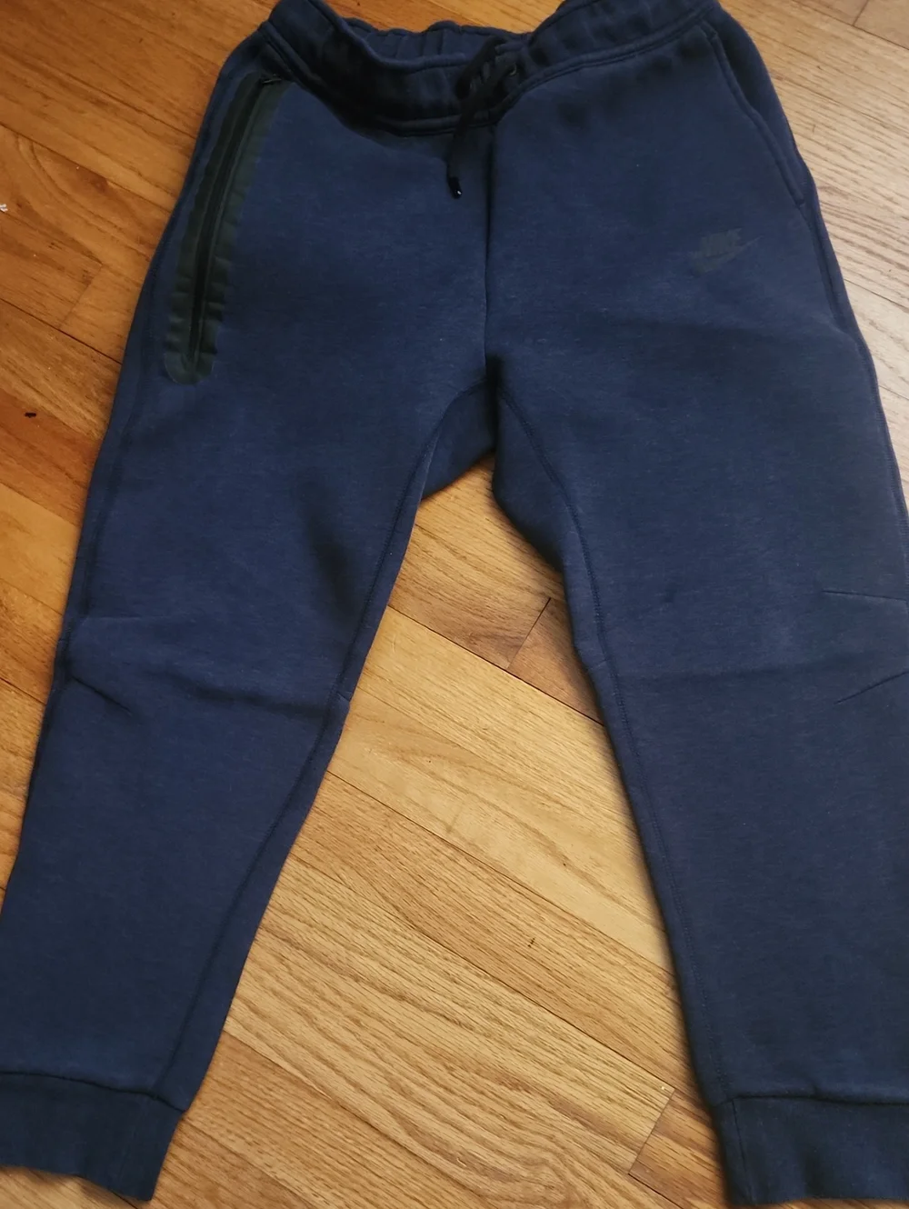 EUC Nike Tech Big Boys Dark Blue Gray Jogger Sweatpants with Zipper Pocket Large
